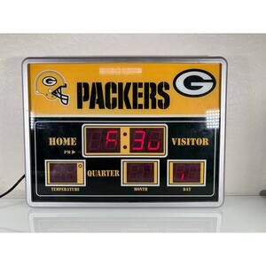 Green Bay Packers Scoreboard Digital Wall Clock- NFL- Tested Works- EUC
